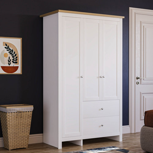 Fernleaf Morley 3 Door 2 Drawer Wardrobe With Hanging Clothes Rail